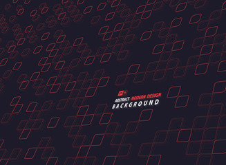 Abstract red square of technology design on dark template background. illustration vector eps10
