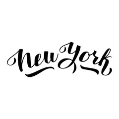 New York logo design. Trendy lettering text font. Print for card, t-shirt, mug, souvenir. Vector eps 10.