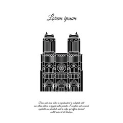 Notre Dame de Paris color vector. Travel vector banner or logo. The famous Cathedral of Notre Dame de Paris, France. French landmark. The Catholic Church in the center of Paris, Gothic architecture