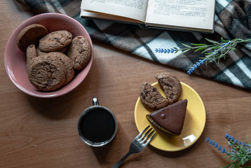 cookie and coffee flatlay