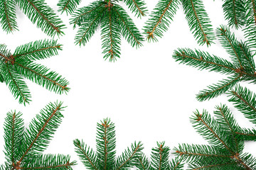 Fototapeta na wymiar Christmas frame made of fir branches