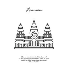 Angkor Wat vector icon isolated on white background, Angkor Wat sign, element design in outline style. Cambodia. Historical Landmarks Symbol. Editable Stroke. color