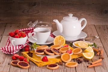 Lemon and straberry tartlets.