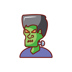 head of frankenstein in white background