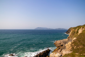 Detail of the Atlantic Ocean coast in Cabo Frio, Rio de Janeiro, Brazil.