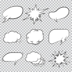 Comic speech bubble vector set isolated on a transparent background.