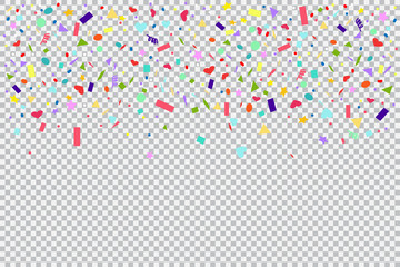 Falling confetti isolated on transparent background. Vector illustration.