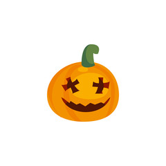 halloween pumpkin with fear face on white background