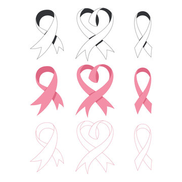 Breast cancer ribbon vector set isolated on a white background.