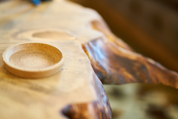 wooden table detail close up