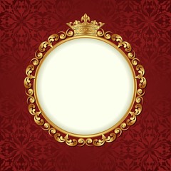 decorative background with golden frame and crown