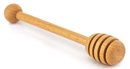 wooden honey stick isolated on white background