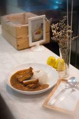 Japanese curry rice with tonkatsu