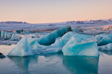 Fototapeta na wymiar Icebergs at the Glacier Lagoon Jökulsarlon, Iceland, Europe