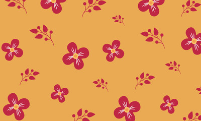 Floral Pattern On Yellow Background