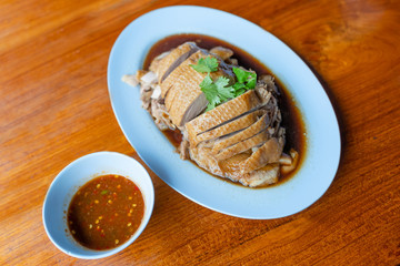 Chinese stewed duck in the gravy sauce delicious food of Thailand