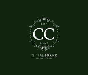 C CC Beauty vector initial logo, handwriting logo of initial signature, wedding, fashion, jewerly, boutique, floral and botanical with creative template for any company or business.