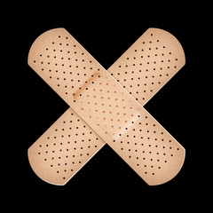 Medical plaster of human color on a white background