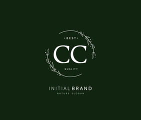 C CC Beauty vector initial logo, handwriting logo of initial signature, wedding, fashion, jewerly, boutique, floral and botanical with creative template for any company or business.