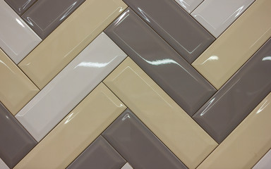 multi-colored ceramic tiles laid in blocks like parquet