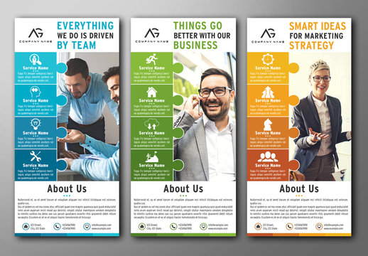 Flyer Layout Set with Multicolored Accents