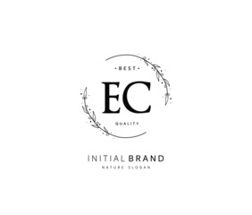 E C EC Beauty vector initial logo, handwriting logo of initial signature, wedding, fashion, jewerly, boutique, floral and botanical with creative template for any company or business.
