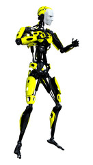 3D Rendering Male Robot on White