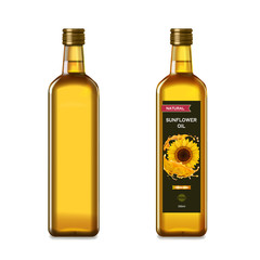 Sunflower oil in a glass bottles isolated collection realistic set