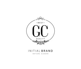 Fototapeta premium G C GC Beauty vector initial logo, handwriting logo of initial signature, wedding, fashion, jewerly, boutique, floral and botanical with creative template for any company or business.