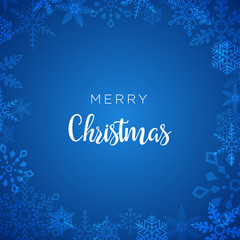 Merry Christmas blue greeting card or banner concept
