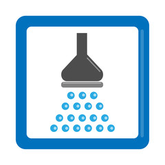 Logo icon shower room picture in blue color in the frame. Vector graphics.
