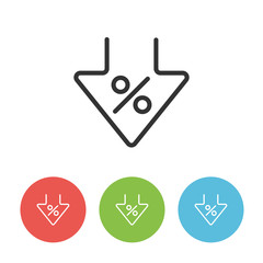 Interest rate reduction or percent down vector icon