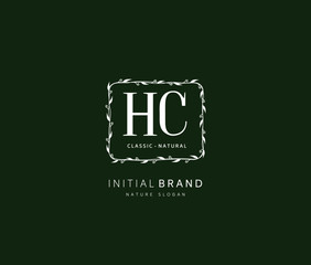 H C HC Beauty vector initial logo, handwriting logo of initial signature, wedding, fashion, jewerly, boutique, floral and botanical with creative template for any company or business.