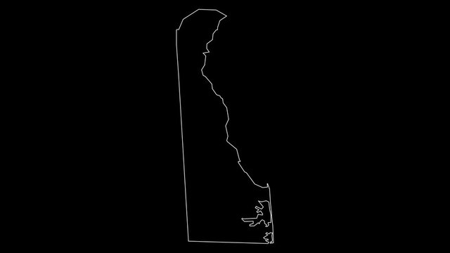 Delaware USA federal state map outline animation