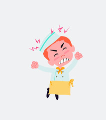 Chef jumps angry.