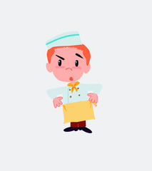Chef with an expression of unpleasant surprise.