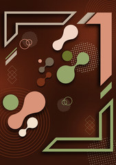 Abstract fluid and modern elements, molecules, geometric frame. Dynamic color shapes and lines. Trendy template for cover design for brochures, web banners, flyers or posters.