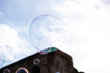 beautiful soap bubbles in the center of Rome