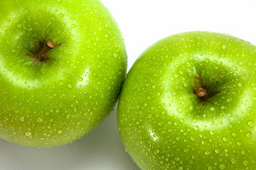 Fresh green apples isolated on a white background