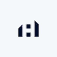 Letter H building logo icon design minimalist style illus