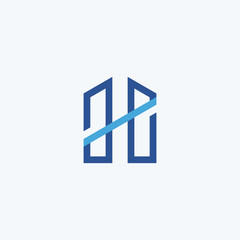 Monogram H building logo icon design minimalist style illustration. creative simple apartment vector symbol