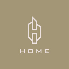 Monogram H building logo icon design minimalist style. creative simple apartment vector symbol logotype