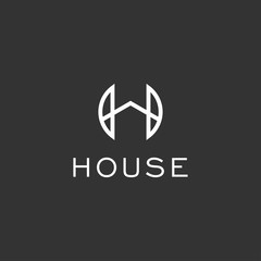 Monogram H building logo icon design minimalist style illustration. creative simple vector symbol logotype