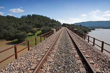 Fototapeta na wymiar Abandoned railway line from Cordoba to Almorchon, near Cordoba, Spain
