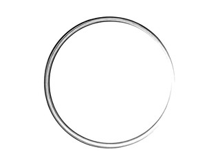 Grunge thin circle made of black paint.Grunge isolated circle on white background.