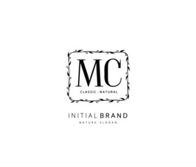 M C MC Beauty vector initial logo, handwriting logo of initial signature, wedding, fashion, jewerly, boutique, floral and botanical with creative template for any company or business.