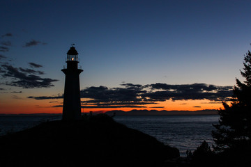 Lighthouse over sunset
