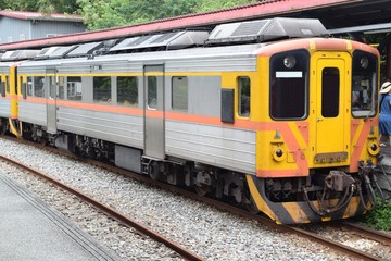 Fototapeta na wymiar Diesel multiple unit of Pingxi Line at Shifen, Taiwan