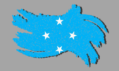 Micronesia grunge flag, Micronesia flag with shadow on isolated background, vector illustration