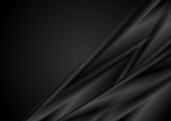 Black smooth stripes abstract minimal background. Dark modern vector design
